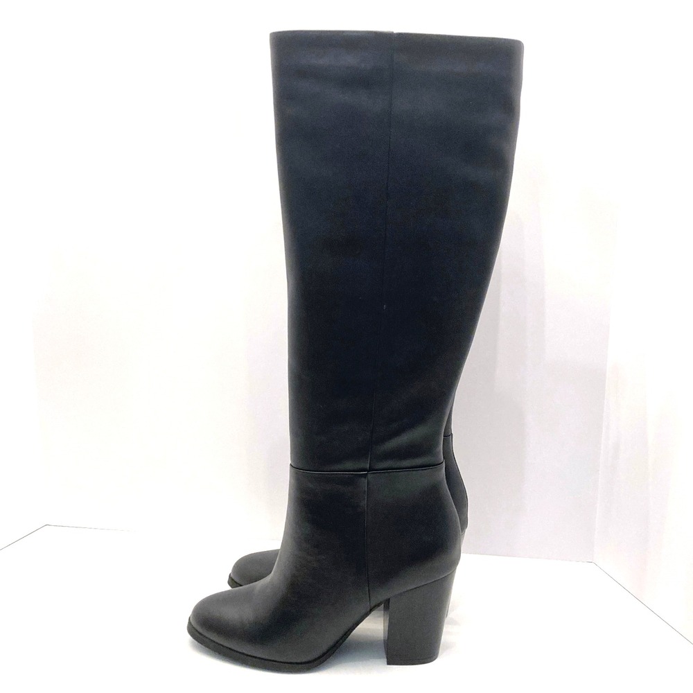 Aldo Belide Boots Knee High Womens 6 B Black Leather Heeled Side Zip NEW